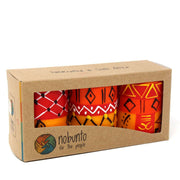Set of three unscented candles featuring detailed hand-painted designs