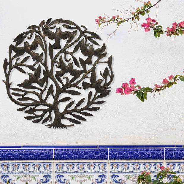 Eco-friendly metal wall art with intricate handmade detailing, sustainable home décor