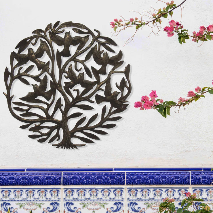 Eco-friendly metal wall art with intricate handmade detailing, sustainable home décor