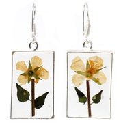sun-glow pressed flower rectangle dangle earrings one stop hippy shop