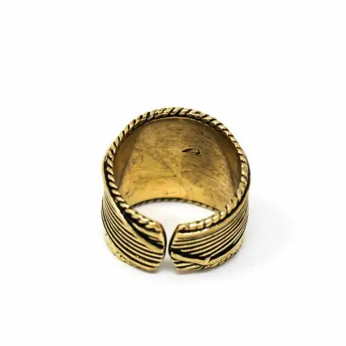 Turquoise stone set in brass ring – sustainable handmade jewelry from India