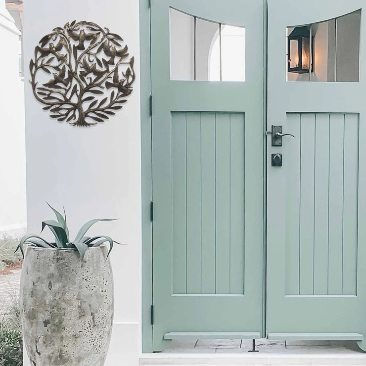 fair trade recycled steel wall art for indoor or outdoor display, coated with protective lacquer