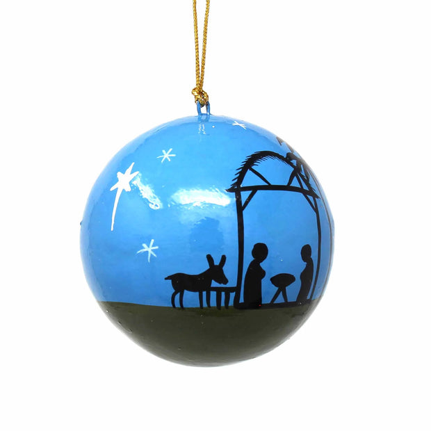 Hand-painted Nativity ornament, artisan Mary or Joseph papier-mâché Christmas décor