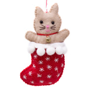 Eco-friendly felt cat ornament handmade under fair trade - sustainable Christmas décor for conscious homes.