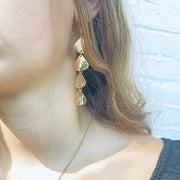artisan brass drop earrings tiered golden design sustainable fashion