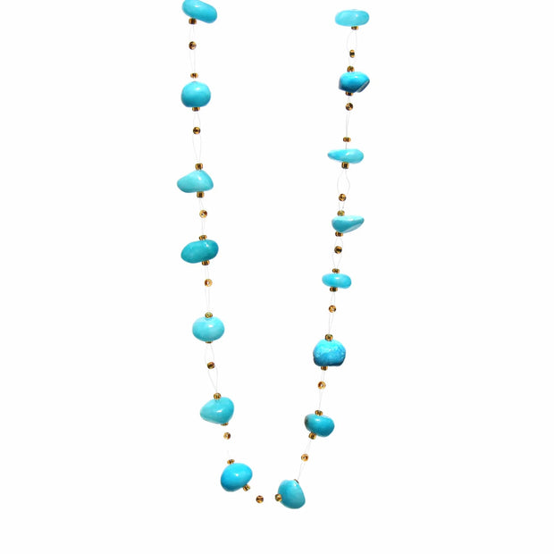 Floating turquoise and Maasai bead necklace  sustainable boho jewelry USA