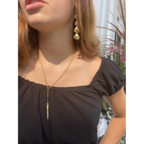 golden harmony tiered brass earrings one stop hippy shop
