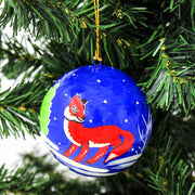 Hand-painted fox ornament for Christmas tree, sustainable artisan holiday décor oshs . 
