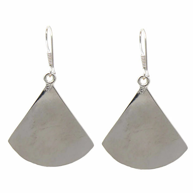 artisan pink shell fan drop earrings ethical handmade jewelry
