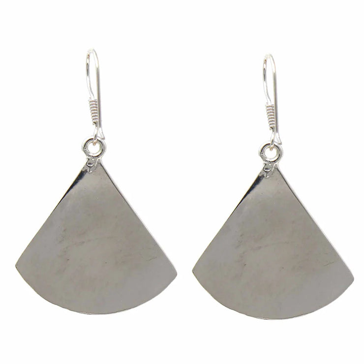 artisan pink shell fan drop earrings ethical handmade jewelry
