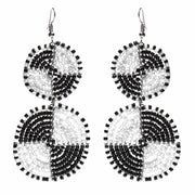 Handmade Maasai Harmony Earrings – black and white beaded fair-trade jewelry