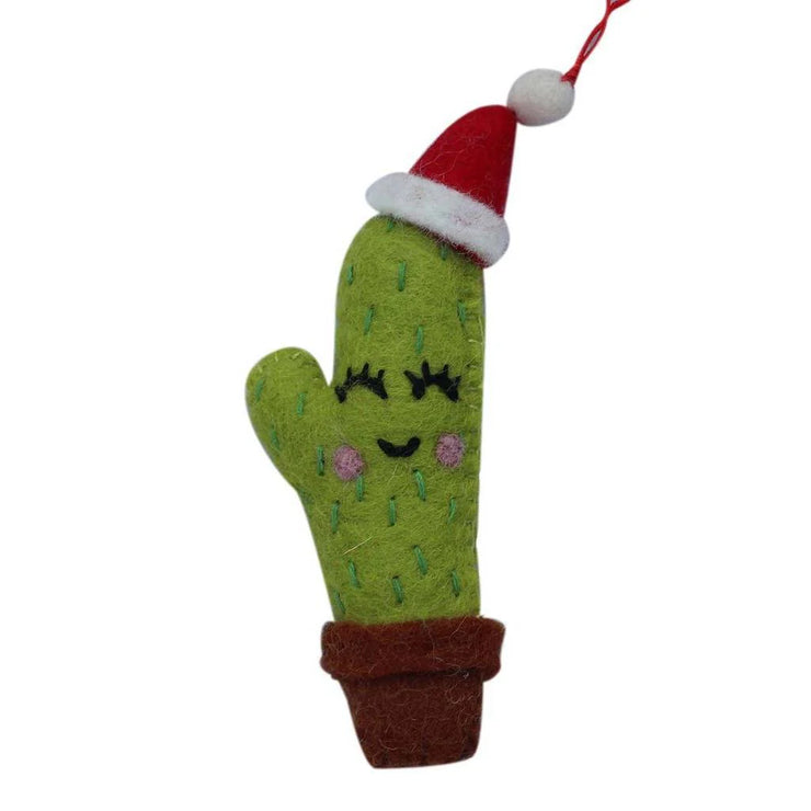 Handmade Santa Hat Cactus Felt Ornament — Fair Trade Christmas Décor ethically crafted in Nepal