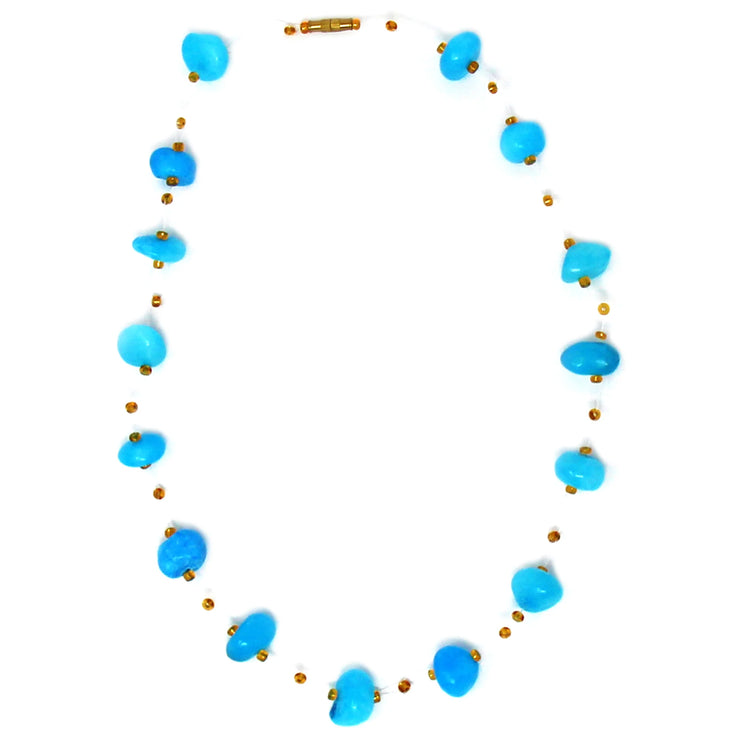 Handmade turquoise bead necklace  fair trade artisan jewelry from Kenya
