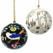 Hand-painted elephant papier-mâché ornament, artisan Christmas decoration handmade in India
