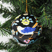 Hand-painted bird papier-mâché ornament, sustainable fair trade holiday décor xmas