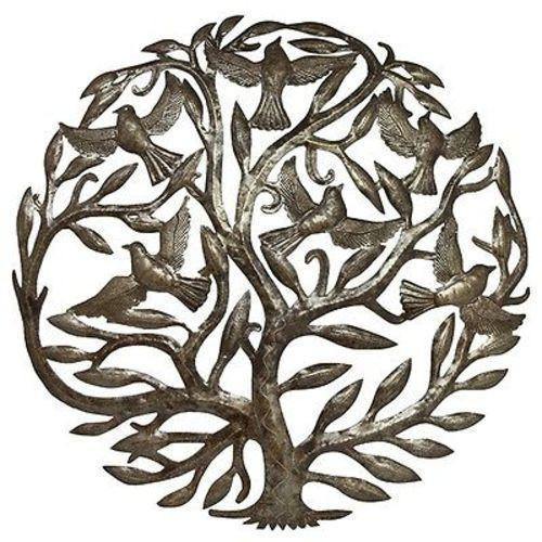 24-inch handcrafted metal wall art made from recycled steel drums by Haitian artisans