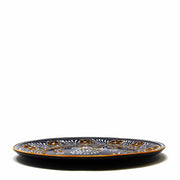 Two hand-painted blue ceramic dinner plates in boho style