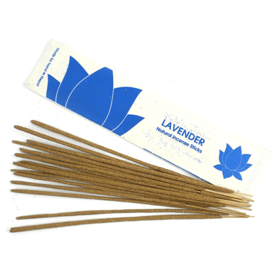 Handmade Lavender incense sticks in eco-friendly Lokta paper sleeve – fair trade from Nepal & Thailand.