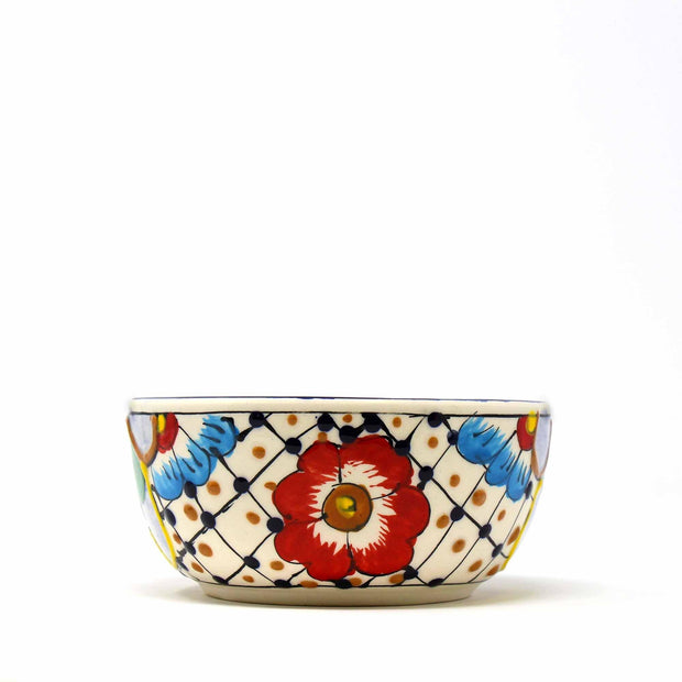 Handmade Mexican ceramic bowl, 5.5 inch diameter, hand-painted design Unique