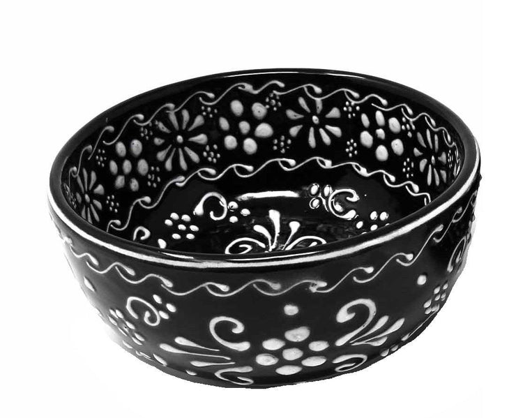 Handmade Encantada pottery bowls set of 2 in ink glaze – artisan Mexican kitchenware