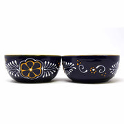 Handmade pottery bowls set of 2 in ink glaze – artisan Mexican kitchenware