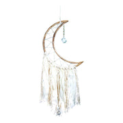 Handmade art dream catcher white and brown with blue bead