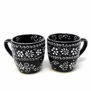 Cup Set In Black - Handmade & Fair Trade Close Up microwave safe pottery