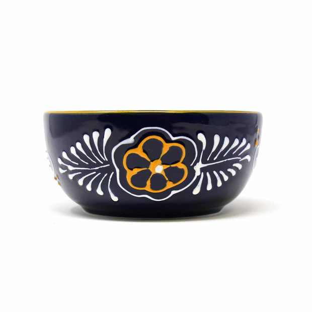 Close-up of ink pottery bowls – handcrafted ceramic dinnerware set