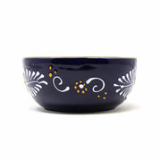 Dark Blue Bowl With White And Yellow Design