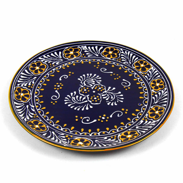 Pair of blue artisan dinner plates with painted texture