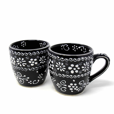 Cup Set In Black - Handmade & Fair Trade Black And White Design